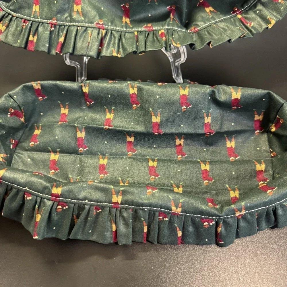 2 Longaberger‎  Basket Liner Dark Hunter Green With Vintage Golf Player Pattern